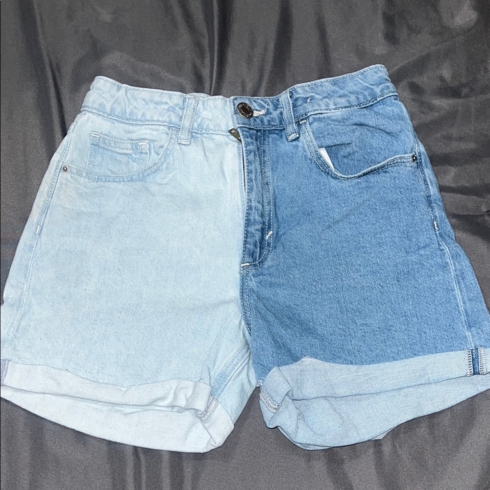 H&M Blue Two-Tone Denim Shorts